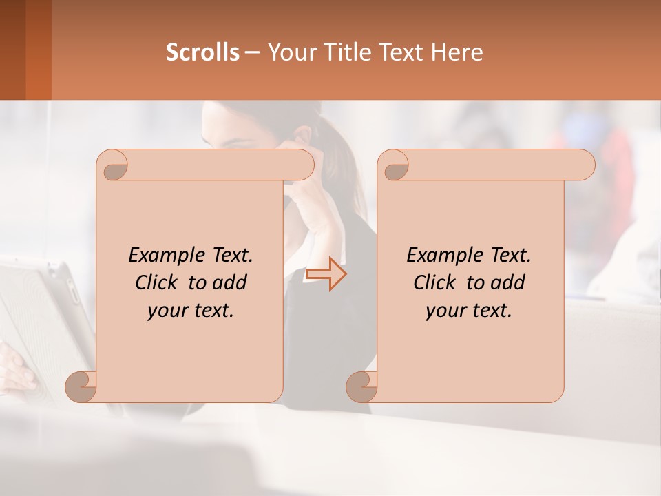 A Woman Talking On A Cell Phone While Using A Laptop PowerPoint Template