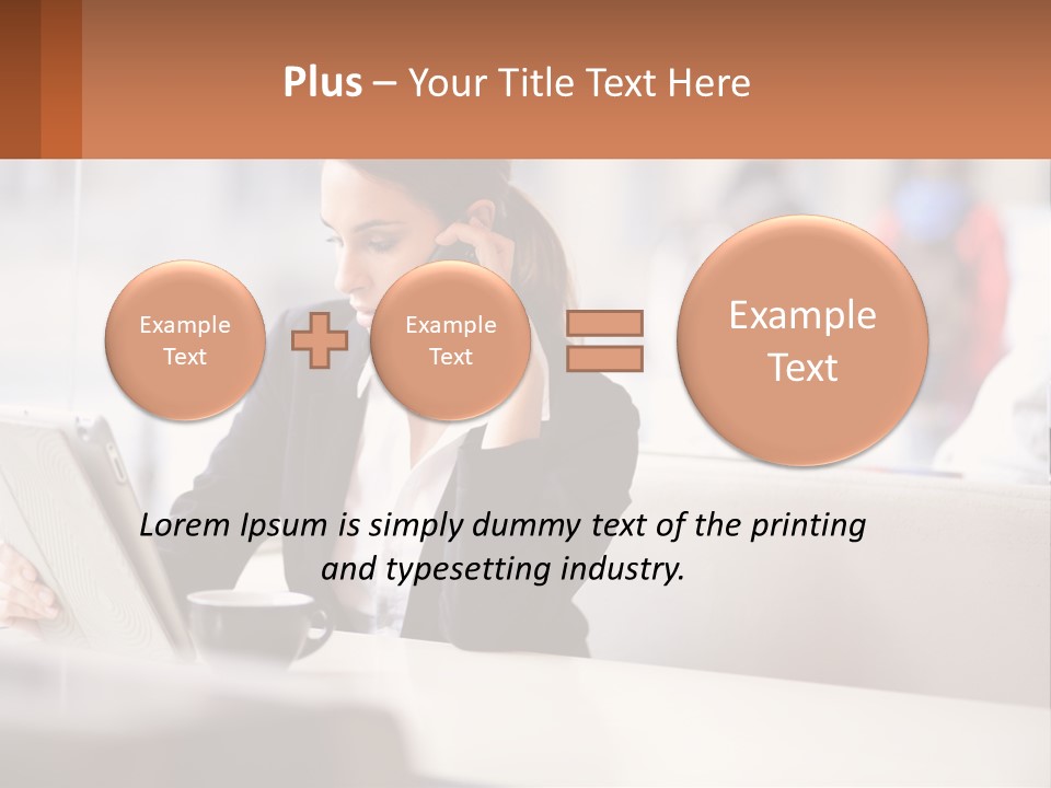 A Woman Talking On A Cell Phone While Using A Laptop PowerPoint Template