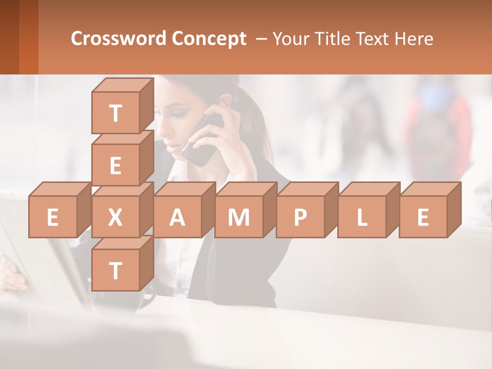 A Woman Talking On A Cell Phone While Using A Laptop PowerPoint Template