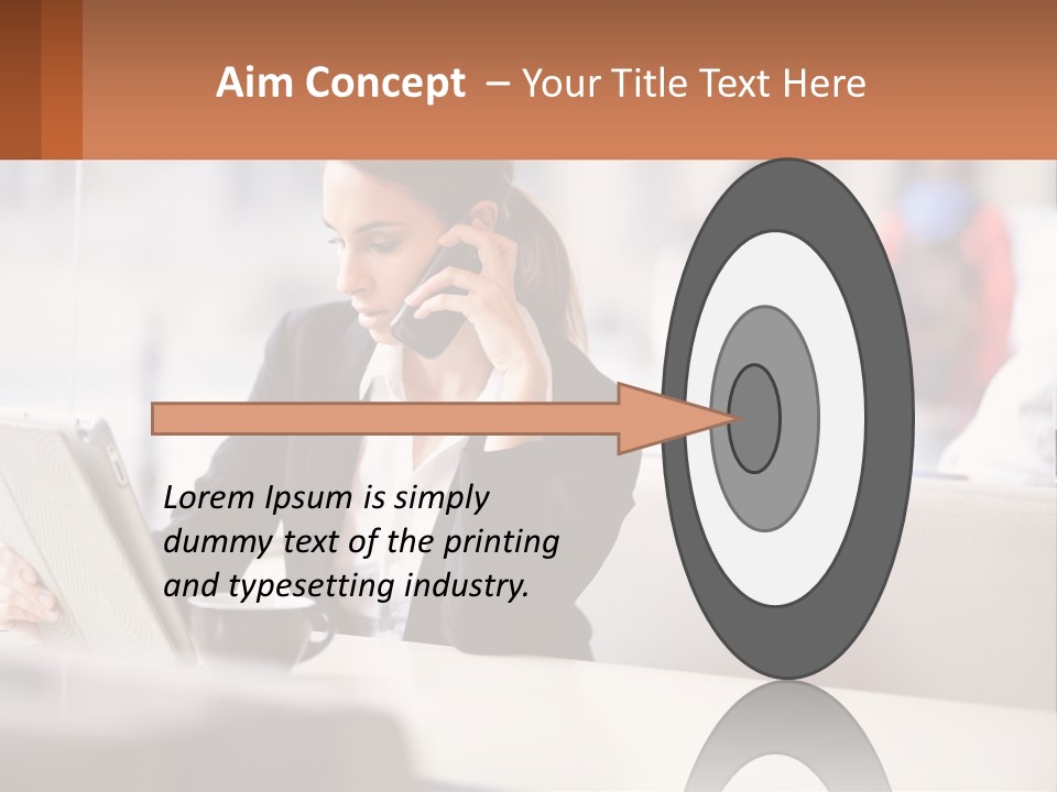 A Woman Talking On A Cell Phone While Using A Laptop PowerPoint Template