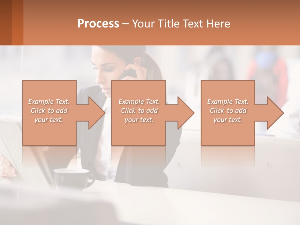 A Woman Talking On A Cell Phone While Using A Laptop PowerPoint Template