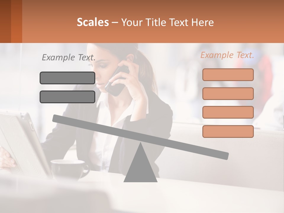A Woman Talking On A Cell Phone While Using A Laptop PowerPoint Template