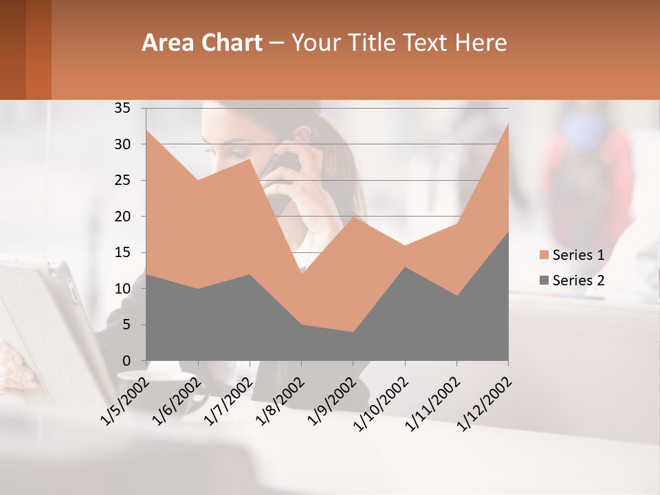 A Woman Talking On A Cell Phone While Using A Laptop PowerPoint Template