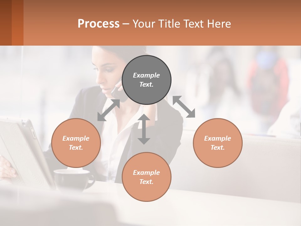 A Woman Talking On A Cell Phone While Using A Laptop PowerPoint Template