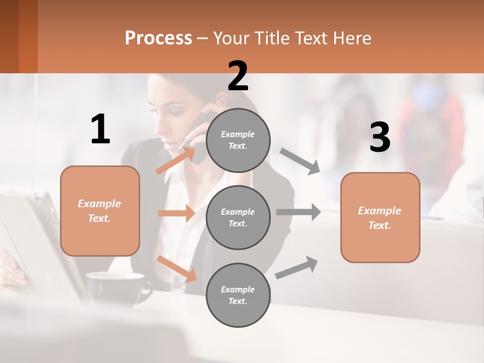 A Woman Talking On A Cell Phone While Using A Laptop PowerPoint Template