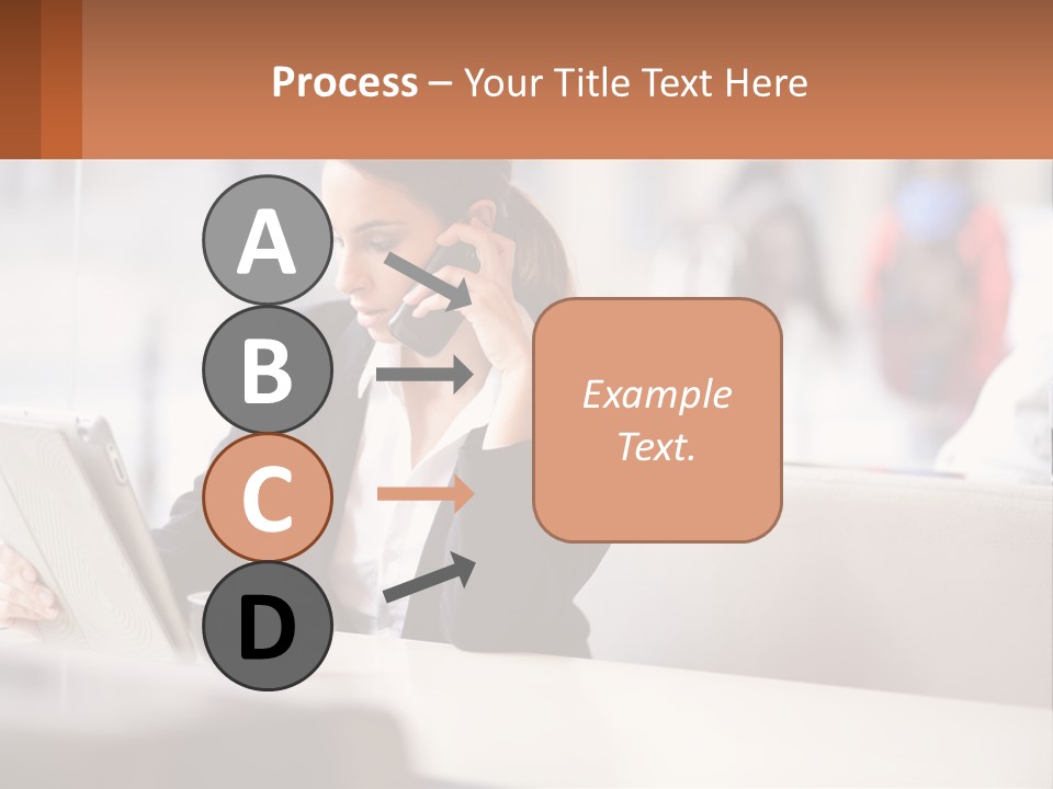 A Woman Talking On A Cell Phone While Using A Laptop PowerPoint Template