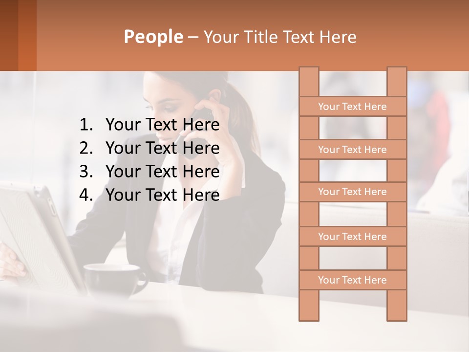 A Woman Talking On A Cell Phone While Using A Laptop PowerPoint Template