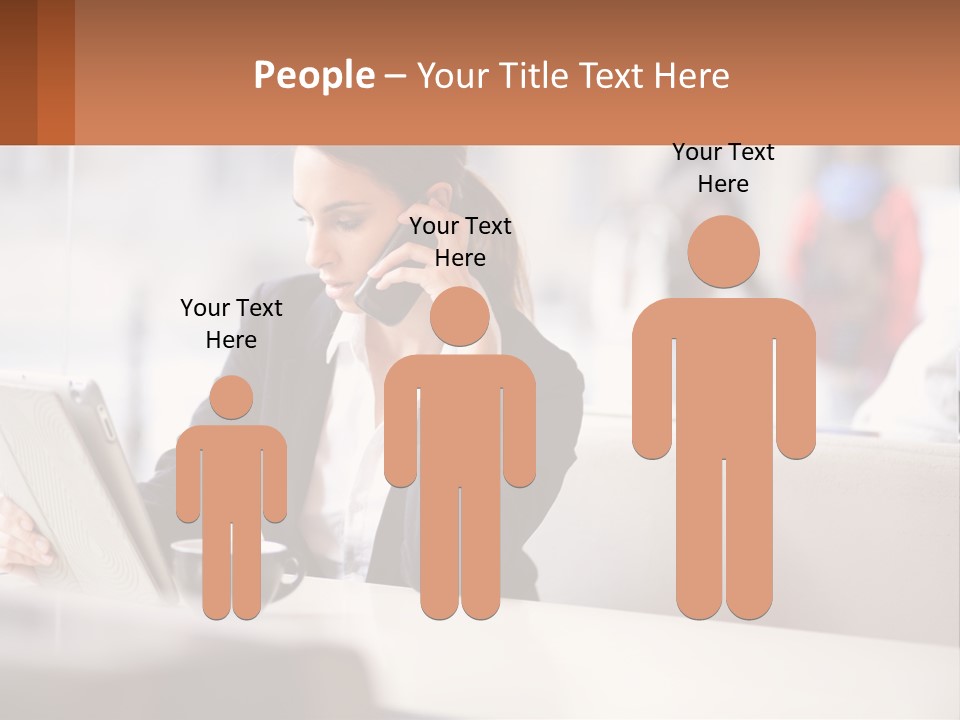 A Woman Talking On A Cell Phone While Using A Laptop PowerPoint Template