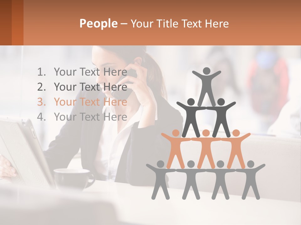 A Woman Talking On A Cell Phone While Using A Laptop PowerPoint Template