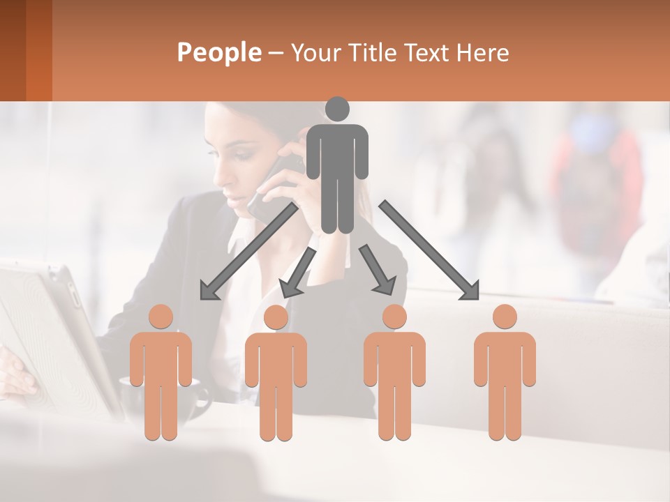 A Woman Talking On A Cell Phone While Using A Laptop PowerPoint Template