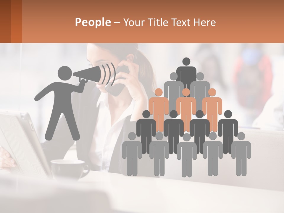 A Woman Talking On A Cell Phone While Using A Laptop PowerPoint Template