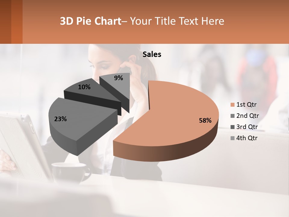 A Woman Talking On A Cell Phone While Using A Laptop PowerPoint Template