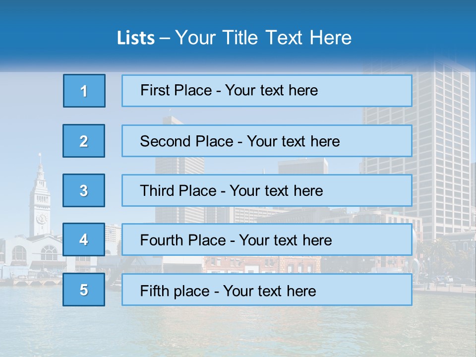 A City Skyline With A Large Body Of Water In Front Of It PowerPoint Template