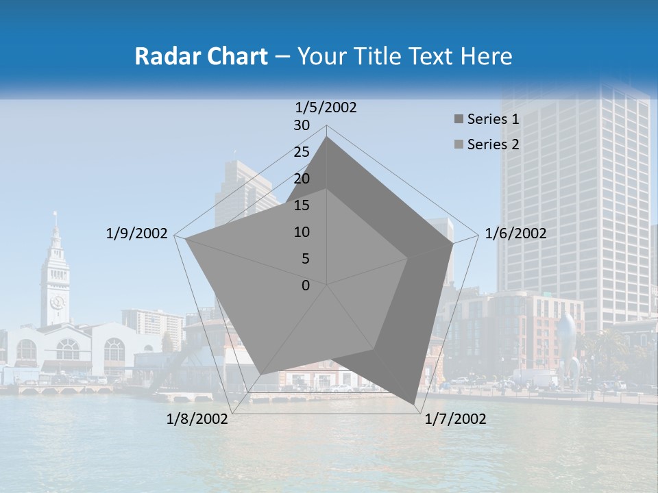 A City Skyline With A Large Body Of Water In Front Of It PowerPoint Template