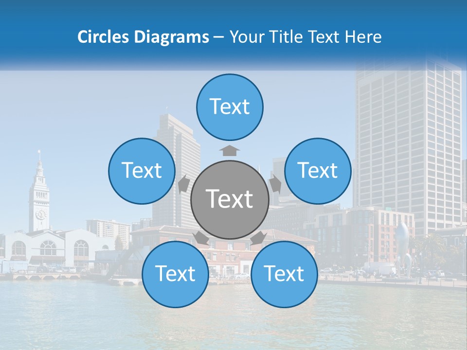 A City Skyline With A Large Body Of Water In Front Of It PowerPoint Template