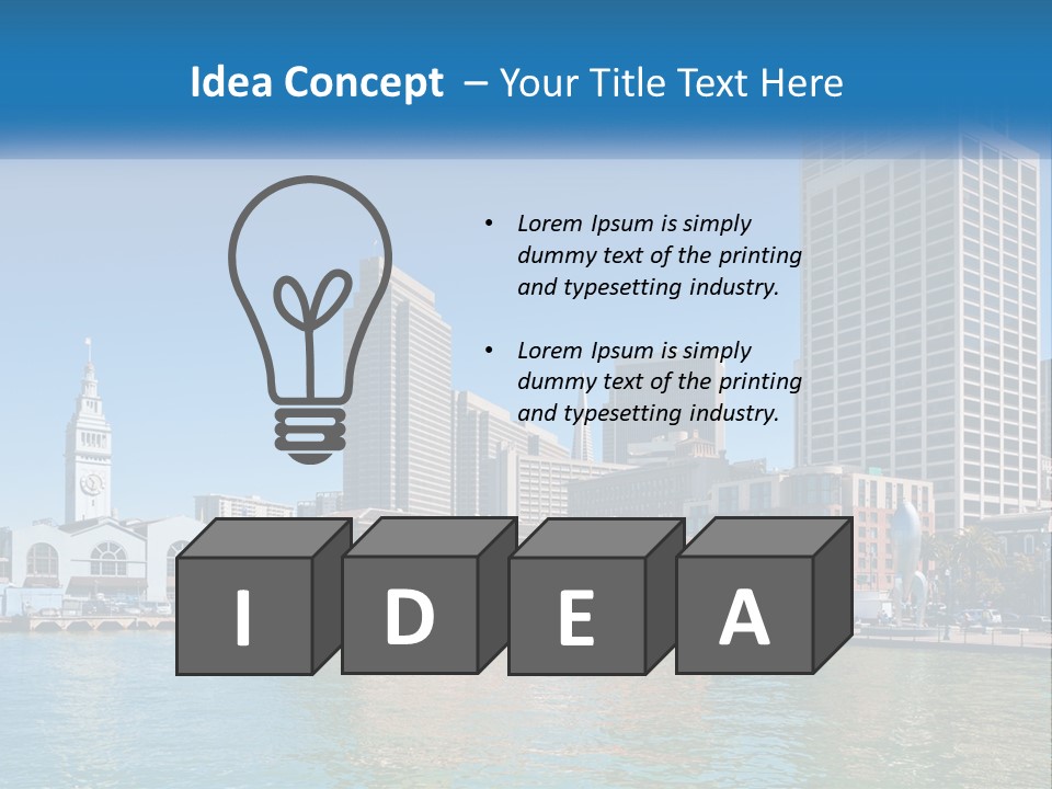 A City Skyline With A Large Body Of Water In Front Of It PowerPoint Template