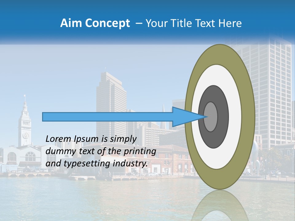 A City Skyline With A Large Body Of Water In Front Of It PowerPoint Template