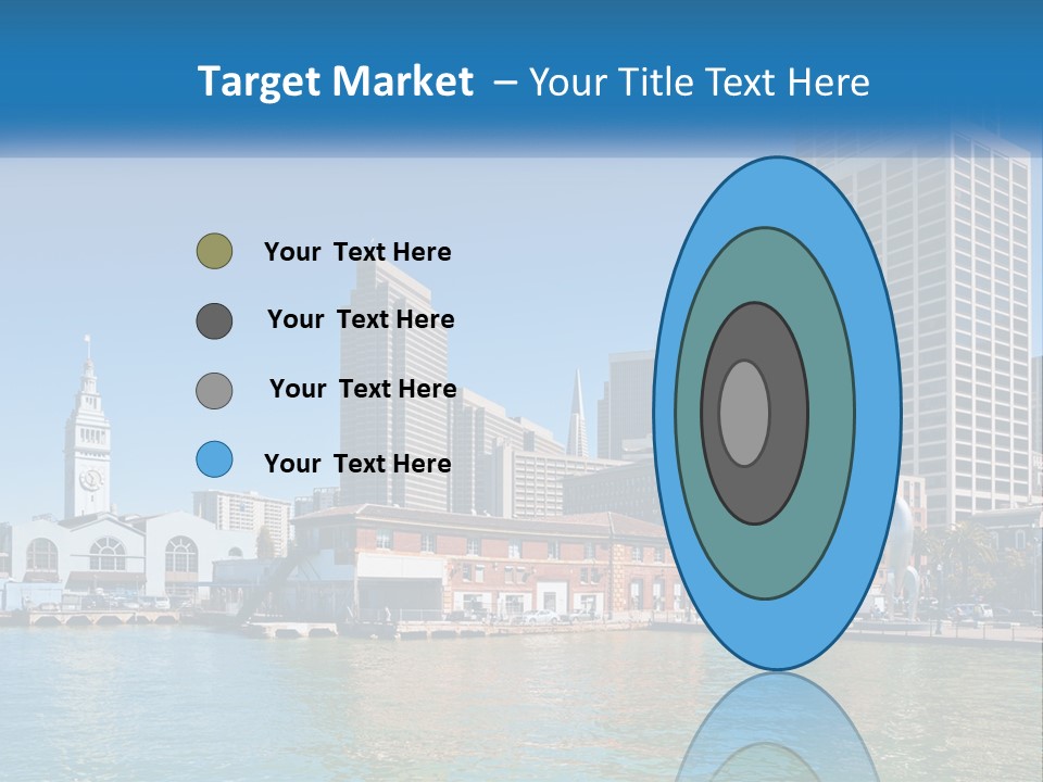 A City Skyline With A Large Body Of Water In Front Of It PowerPoint Template