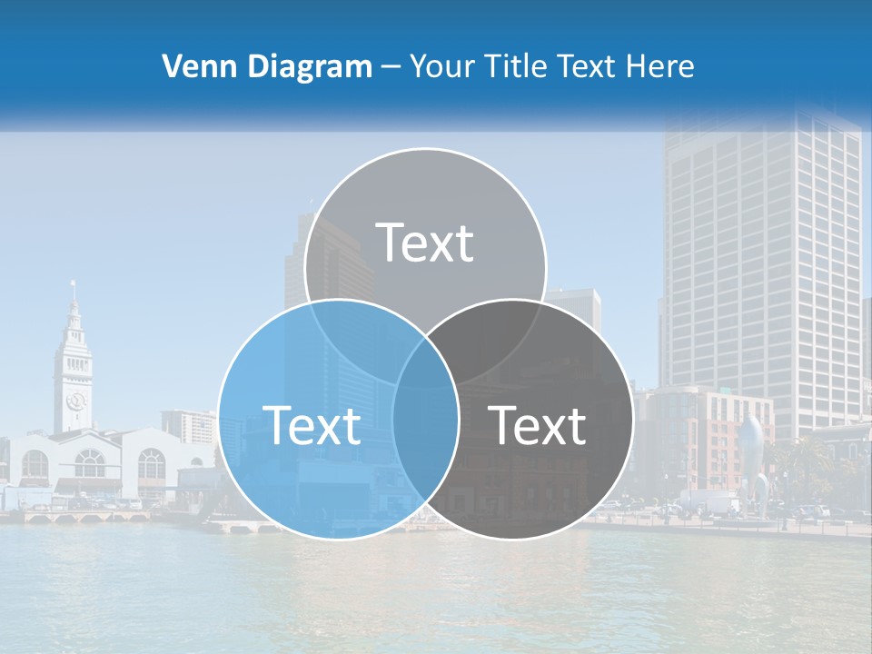 A City Skyline With A Large Body Of Water In Front Of It PowerPoint Template