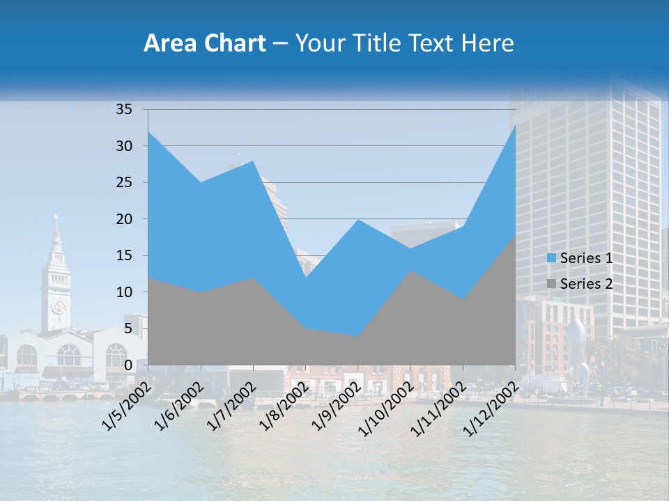 A City Skyline With A Large Body Of Water In Front Of It PowerPoint Template