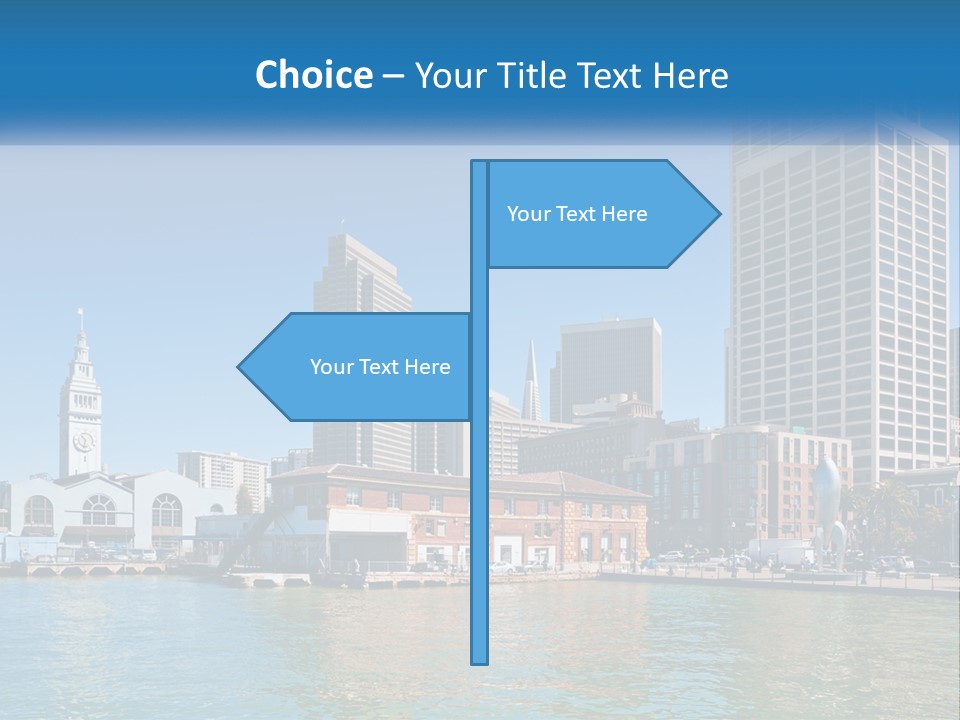 A City Skyline With A Large Body Of Water In Front Of It PowerPoint Template