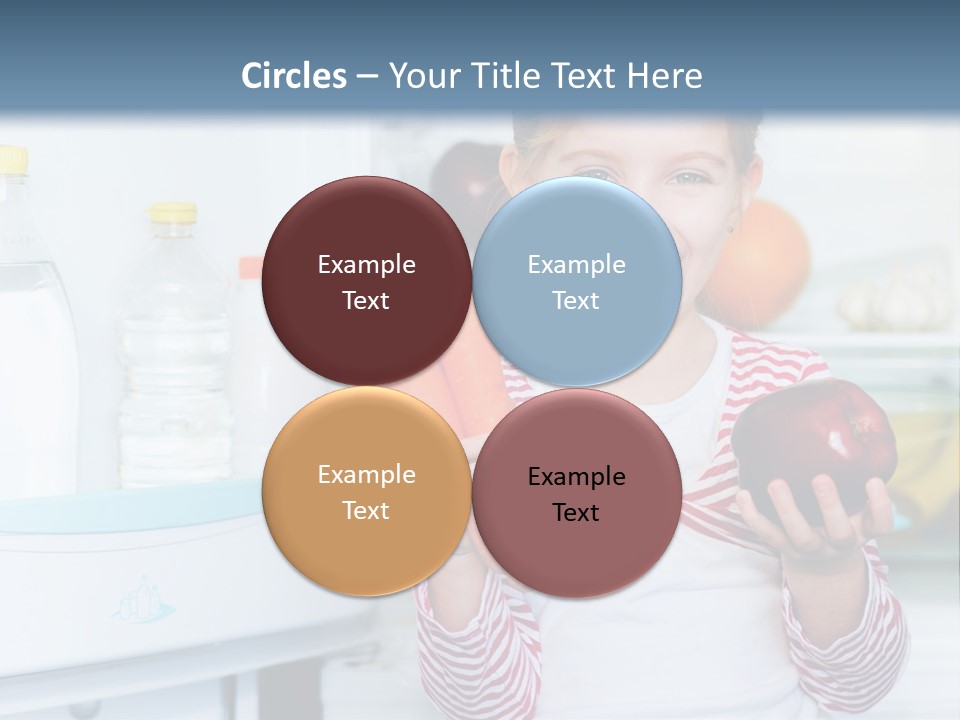 A Young Girl Holding Carrots And An Apple In Front Of A Refrigerator PowerPoint Template