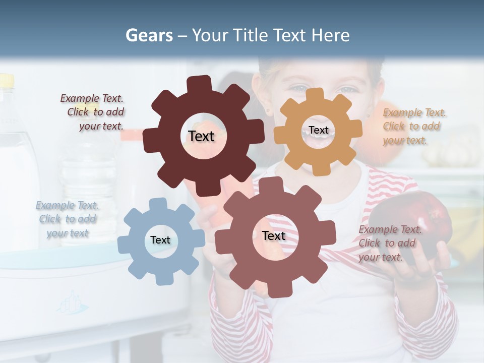 A Young Girl Holding Carrots And An Apple In Front Of A Refrigerator PowerPoint Template