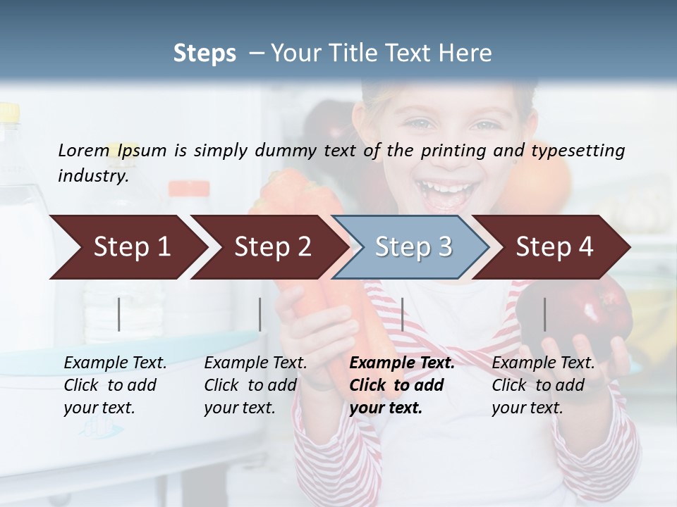 A Young Girl Holding Carrots And An Apple In Front Of A Refrigerator PowerPoint Template