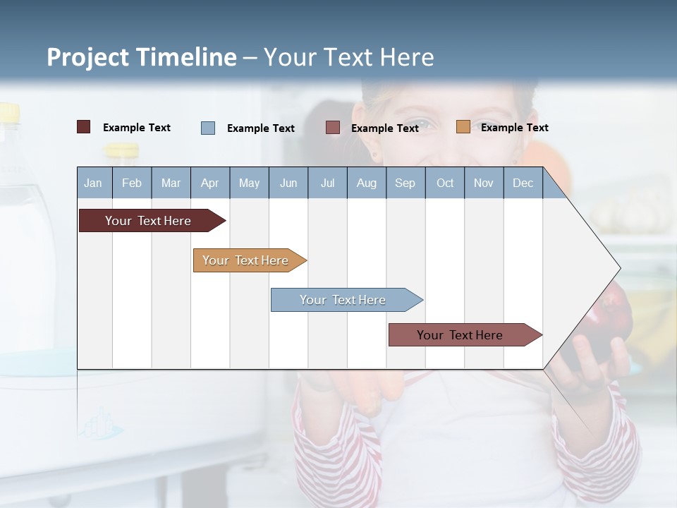 A Young Girl Holding Carrots And An Apple In Front Of A Refrigerator PowerPoint Template