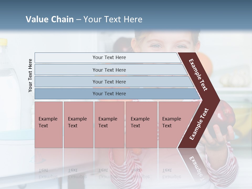 A Young Girl Holding Carrots And An Apple In Front Of A Refrigerator PowerPoint Template