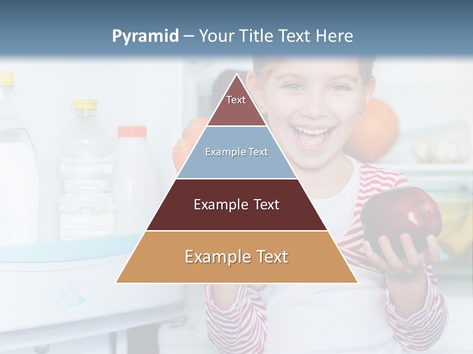 A Young Girl Holding Carrots And An Apple In Front Of A Refrigerator PowerPoint Template