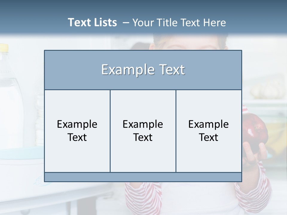 A Young Girl Holding Carrots And An Apple In Front Of A Refrigerator PowerPoint Template