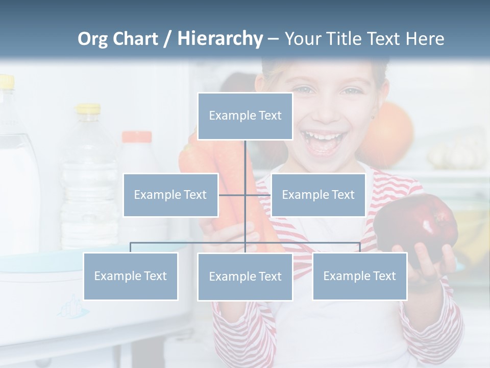 A Young Girl Holding Carrots And An Apple In Front Of A Refrigerator PowerPoint Template