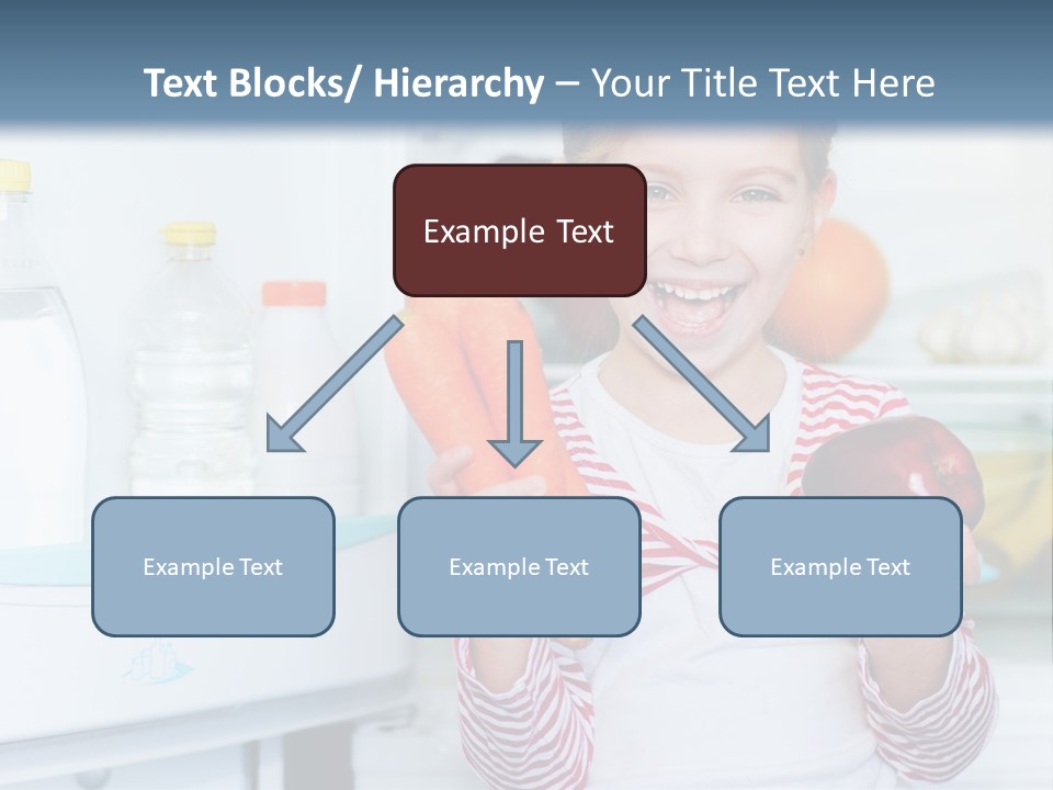 A Young Girl Holding Carrots And An Apple In Front Of A Refrigerator PowerPoint Template