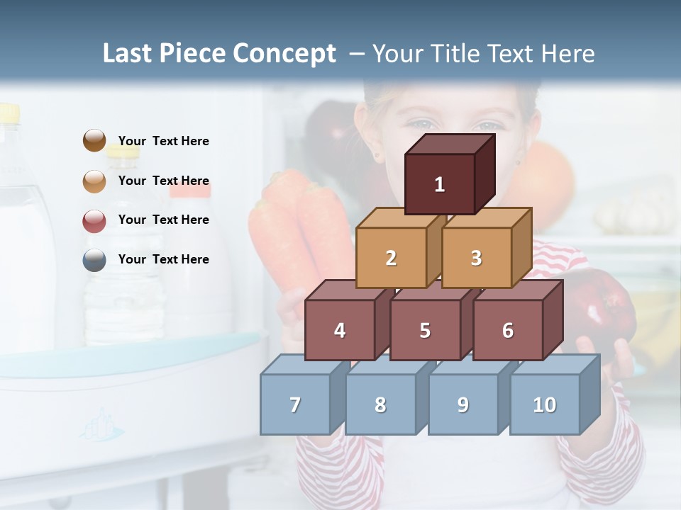 A Young Girl Holding Carrots And An Apple In Front Of A Refrigerator PowerPoint Template