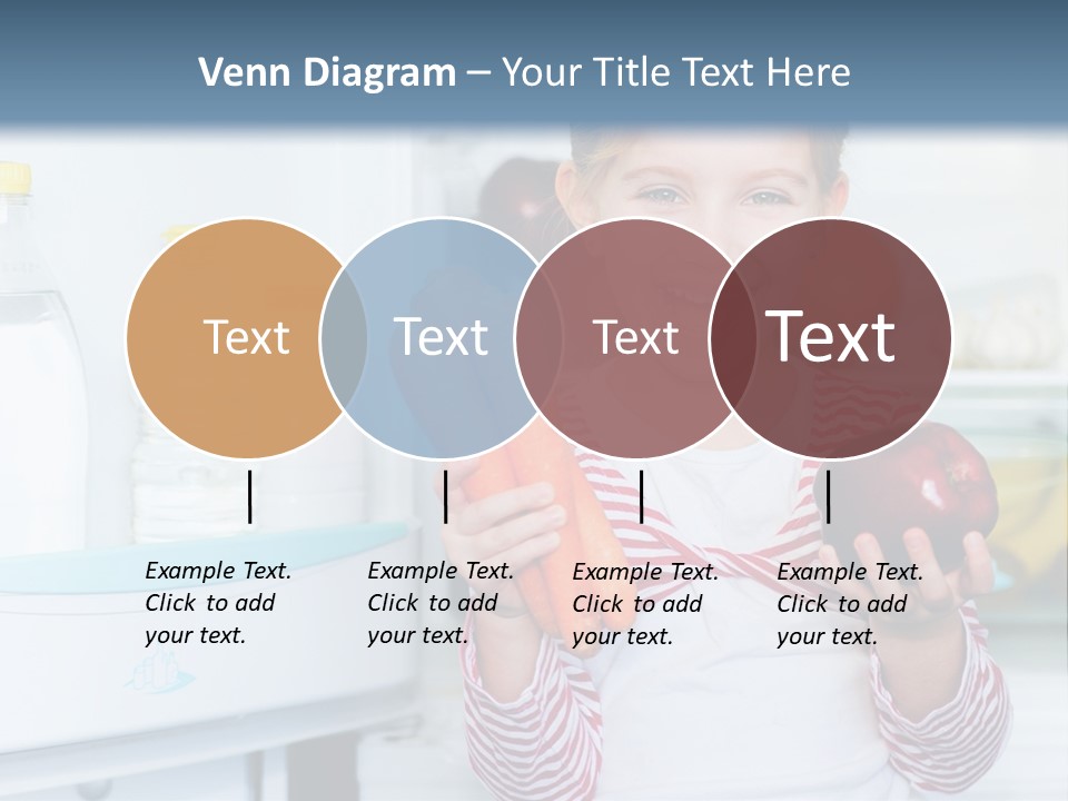 A Young Girl Holding Carrots And An Apple In Front Of A Refrigerator PowerPoint Template