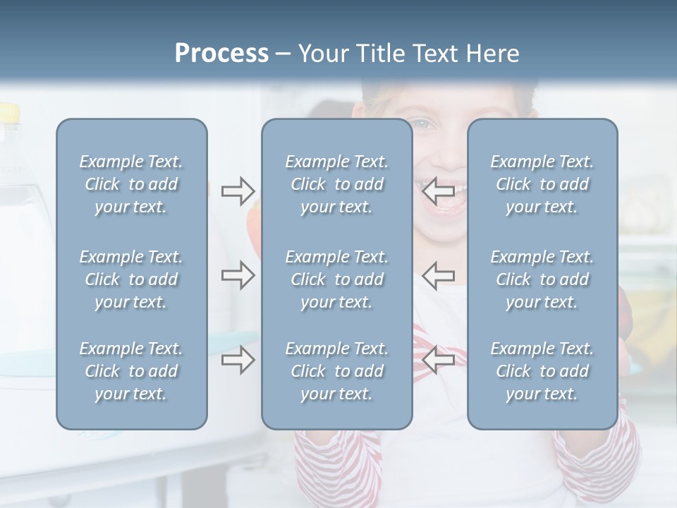 A Young Girl Holding Carrots And An Apple In Front Of A Refrigerator PowerPoint Template