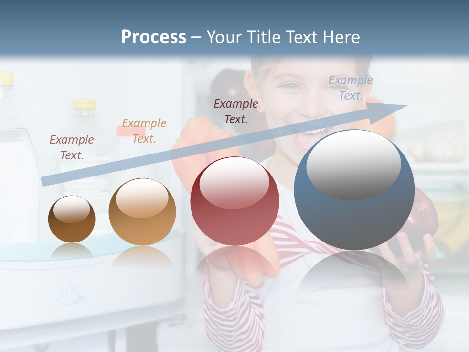 A Young Girl Holding Carrots And An Apple In Front Of A Refrigerator PowerPoint Template