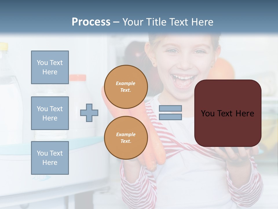 A Young Girl Holding Carrots And An Apple In Front Of A Refrigerator PowerPoint Template