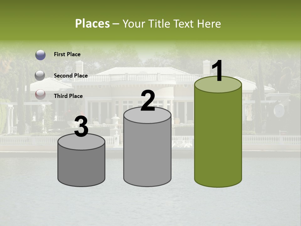 A Large White House Sitting Next To A Body Of Water PowerPoint Template