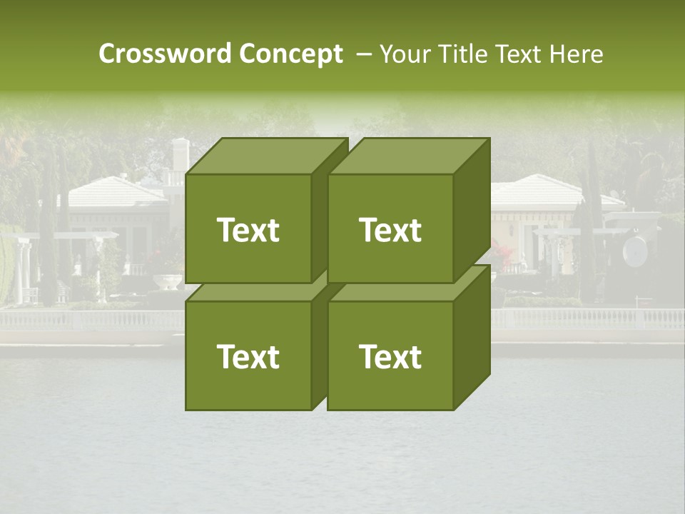 A Large White House Sitting Next To A Body Of Water PowerPoint Template