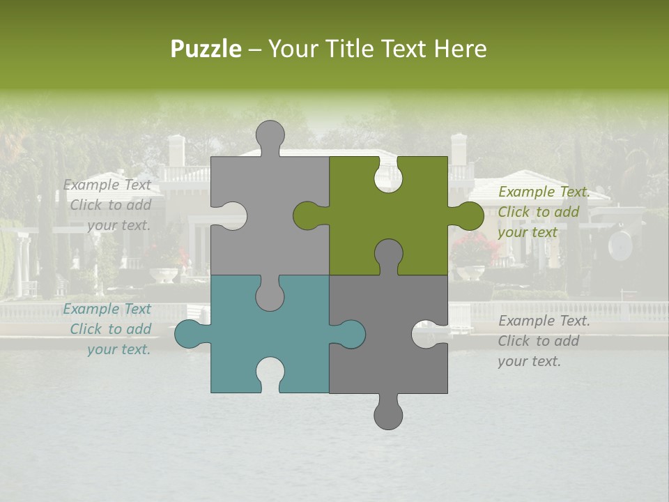 A Large White House Sitting Next To A Body Of Water PowerPoint Template