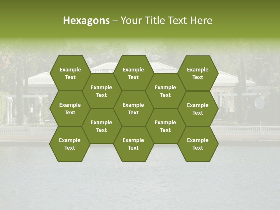 A Large White House Sitting Next To A Body Of Water PowerPoint Template