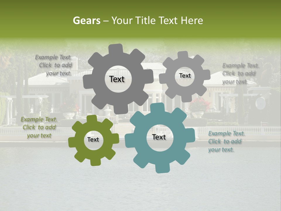 A Large White House Sitting Next To A Body Of Water PowerPoint Template