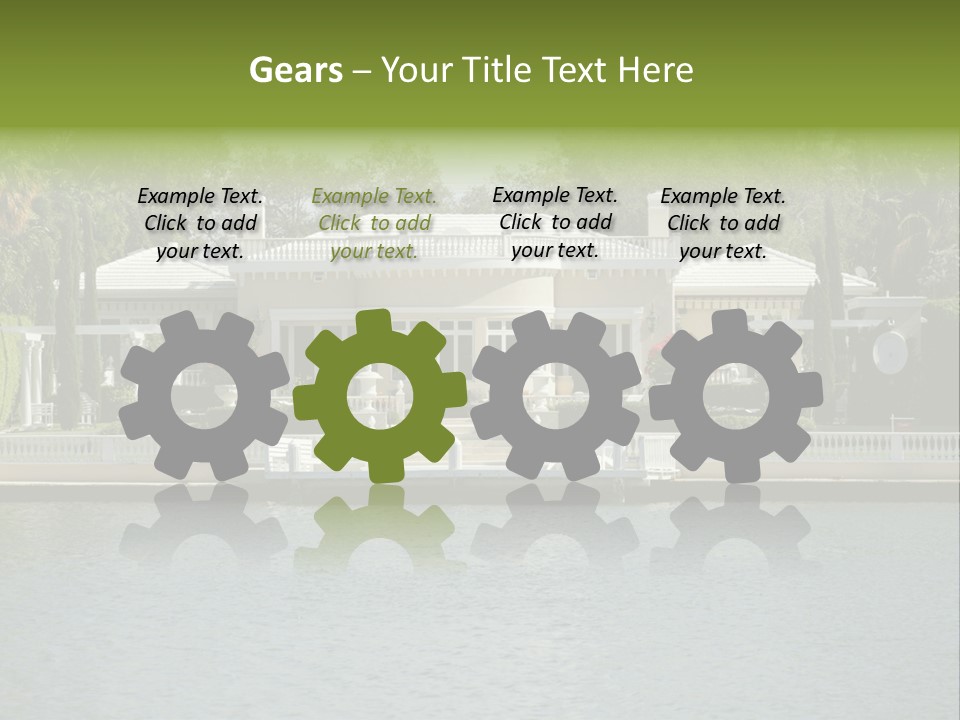 A Large White House Sitting Next To A Body Of Water PowerPoint Template