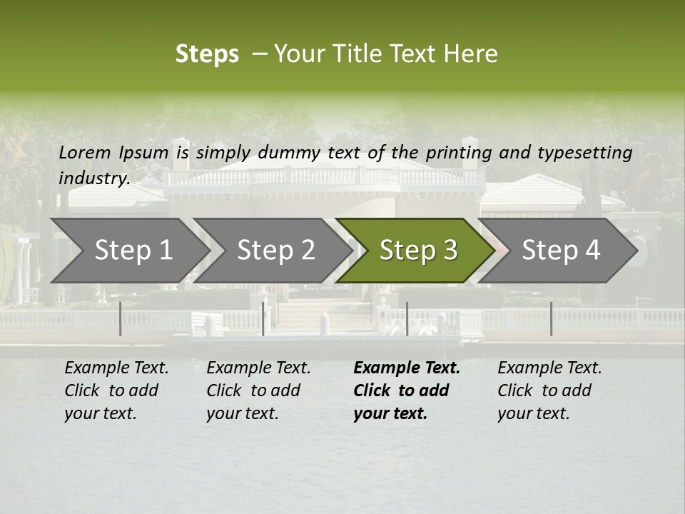 A Large White House Sitting Next To A Body Of Water PowerPoint Template