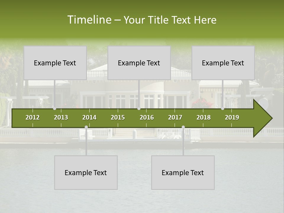 A Large White House Sitting Next To A Body Of Water PowerPoint Template