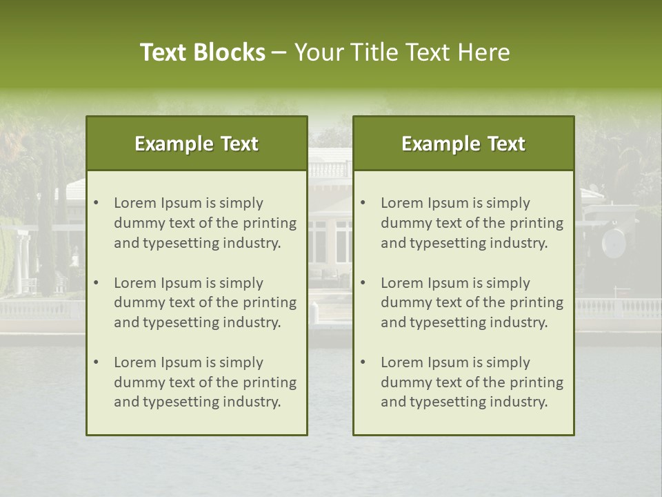 A Large White House Sitting Next To A Body Of Water PowerPoint Template