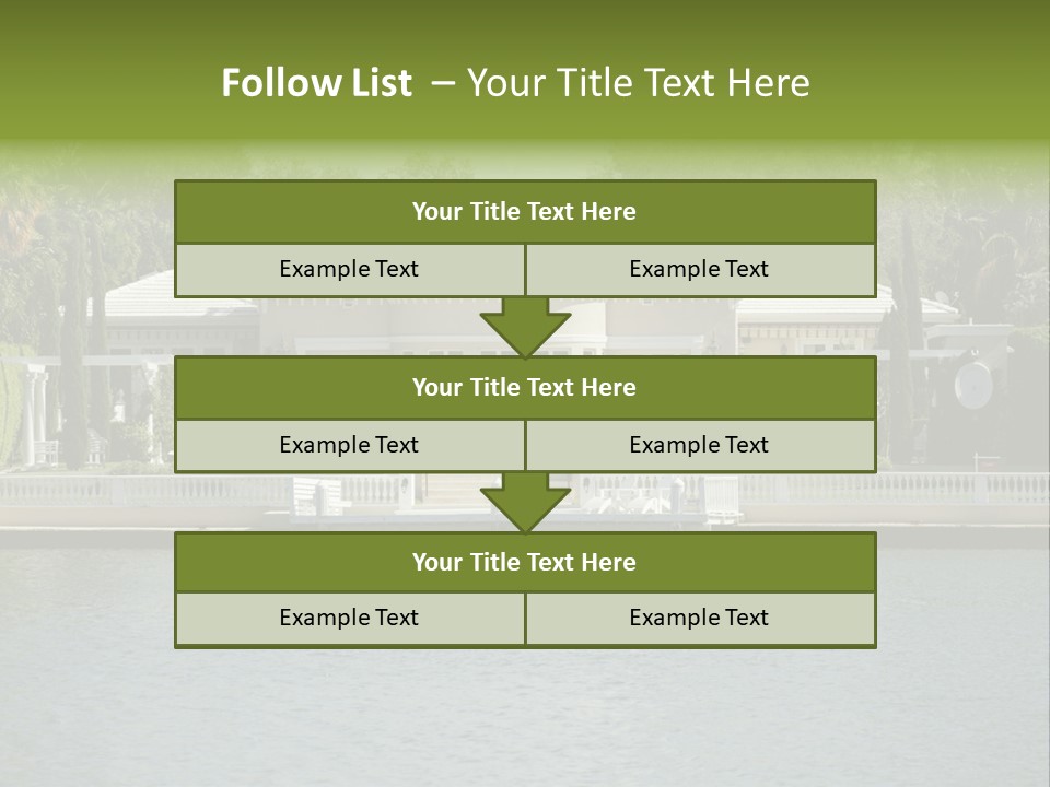A Large White House Sitting Next To A Body Of Water PowerPoint Template