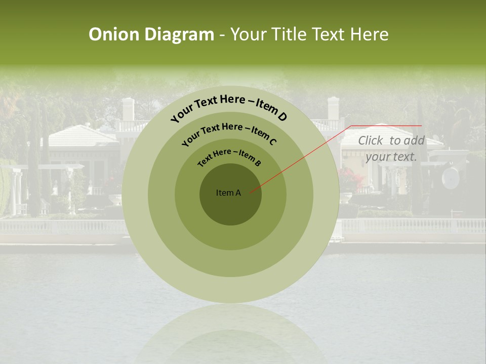 A Large White House Sitting Next To A Body Of Water PowerPoint Template